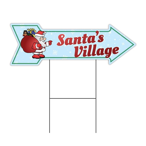 Signmission Santas Village Arrow Yard Sign Funny Home Decor 30in Wide C-ARROW10-999621 - main